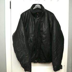 Vintage Eddie Bauer Black Puffer Leather Jacket